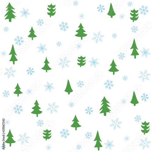 Winter graphic seamless pattern with christmas trees. Hand drawn vector illustration. © Didem Hizar