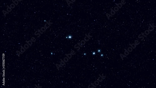 Canis Minor (The Lesser Dog) constellation, gradually zooming rotating image with stars and outlines, 4K educational video 