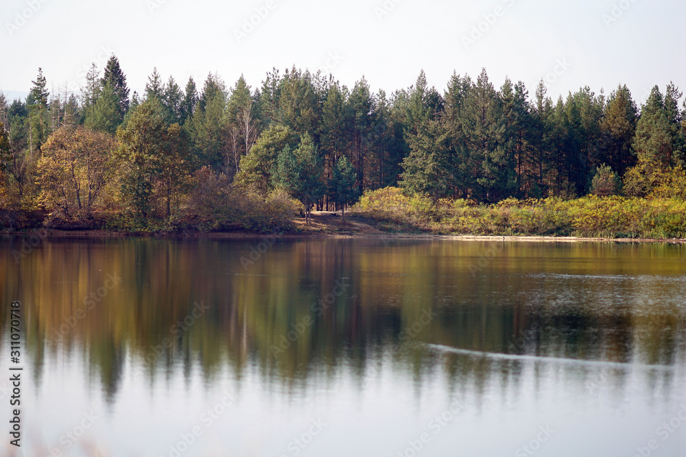 Beautiful morning view of the small Srednogorovo lake in Bulgaria Beautiful morning view of the small Srednogorovo lake in Bulgaria