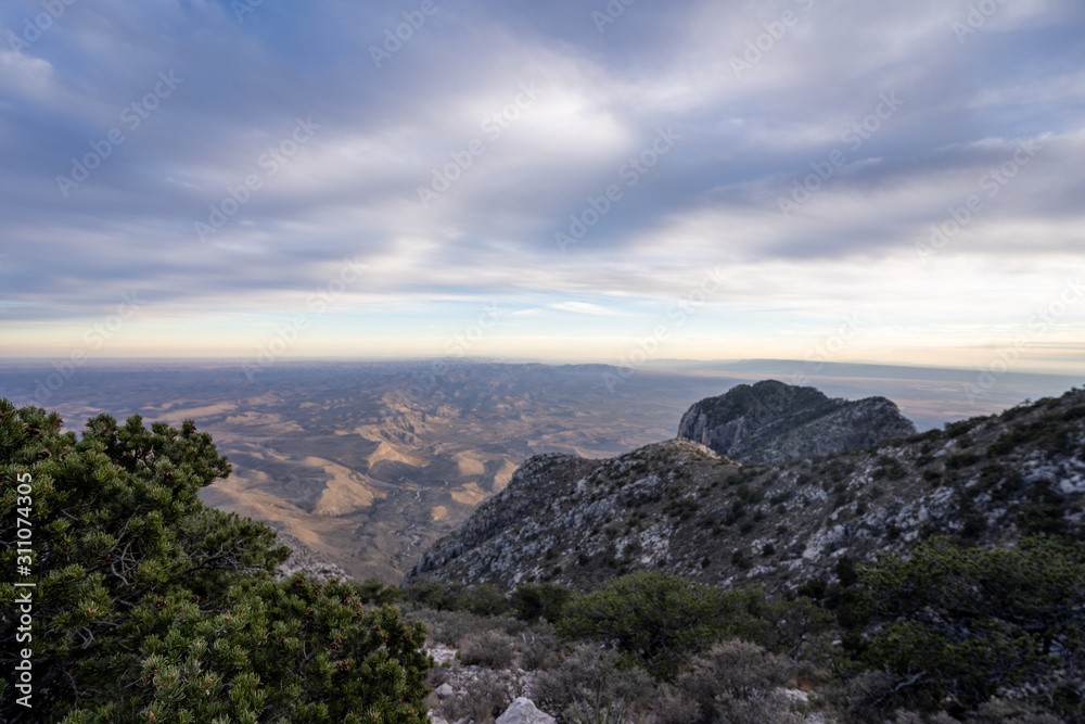 Naklejka premium Views of the mountains are always present in the deserts of West Texas.