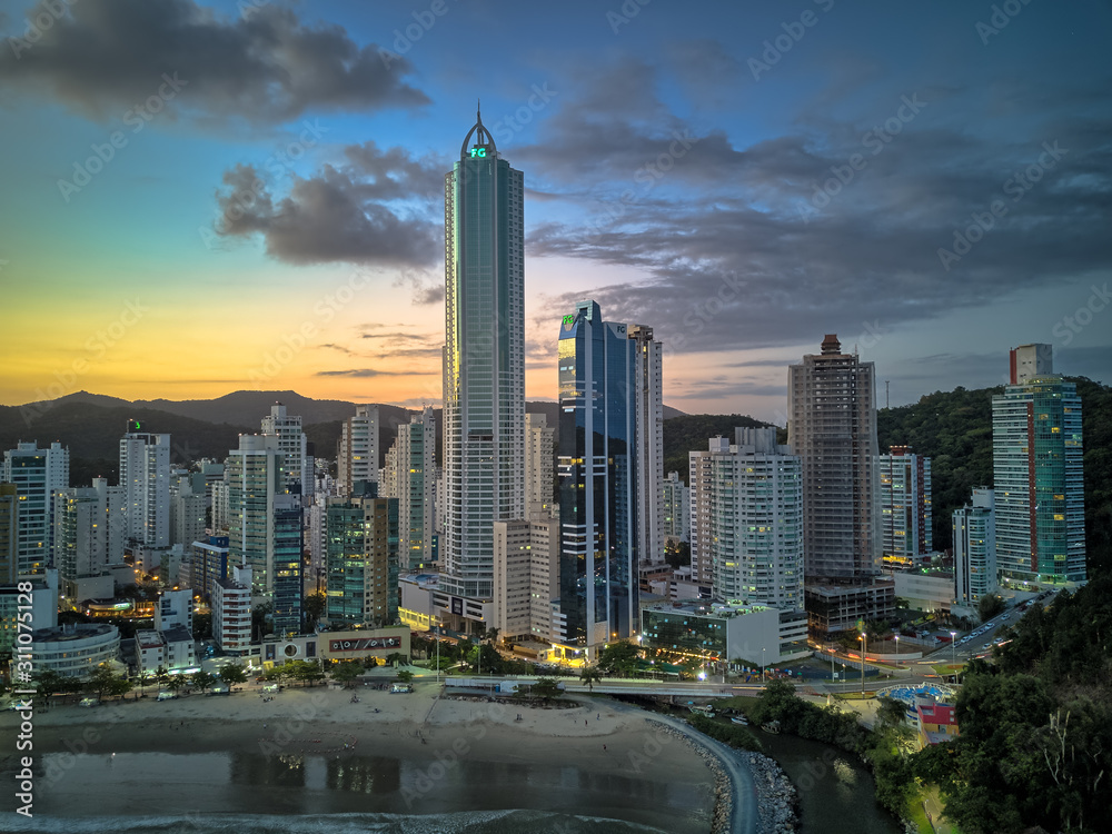Buildings on the shore of Balneário Camboriú beach, Santa Catarina ...
