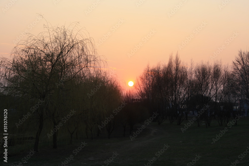 beautiful spring sunset in Belarus
