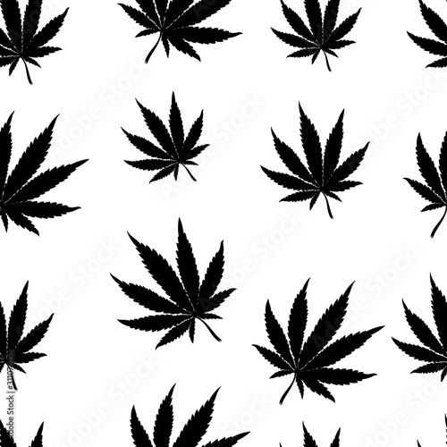 Floral seamless pattern of marijuana cannabis leaves. isolated vector for design and printing on fabric wallpaper