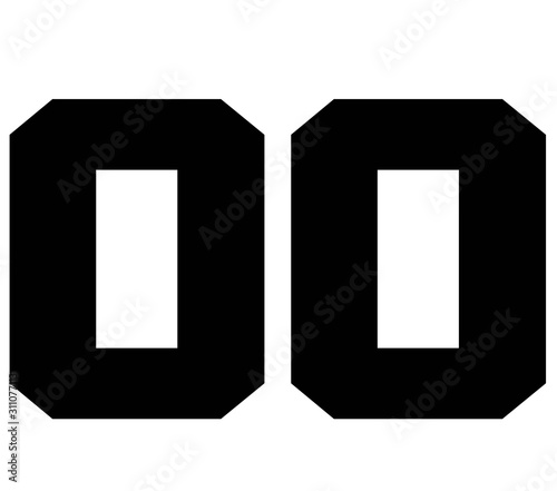 Canvas Print Classic Vintage Sport Jersey Number, Uniform numbers 00 in black as fat fonts, number