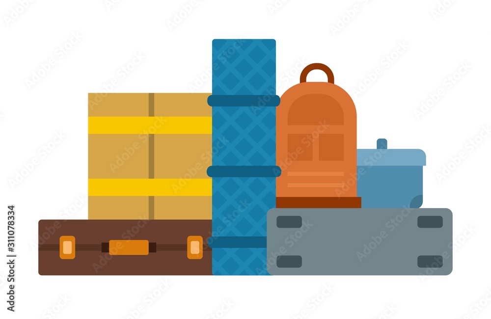 Things packed in suitcases vector icon flat isolated Things packed in suitcases vector icon flat isolated