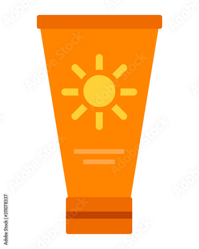 Tube sunscreen vector icon flat isolated