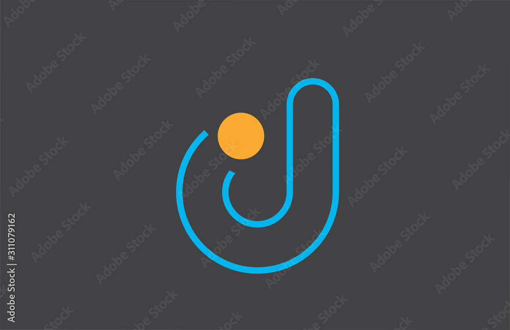 letter d logo line alphabet design icon in blue orange for business with dot - obrazy, fototapety, plakaty 