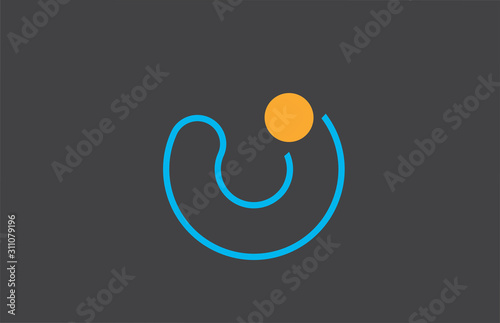 letter o logo line alphabet design icon in blue orange for business with dot