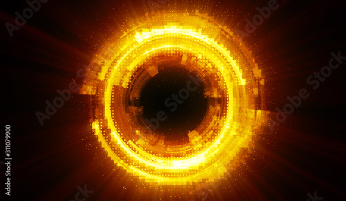 Vivid abstract background. Beautiful design of rotation frame.  .Mystical portal. Bright sphere lens. Rotating lines. Glow ring. .Magic neon ball. Led blurred swirl. Spiral glint lines.