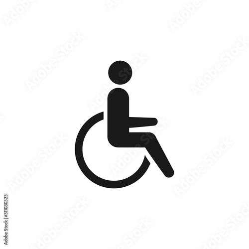 Handicapped patient icon vector, Vector wheelchair icon on white background