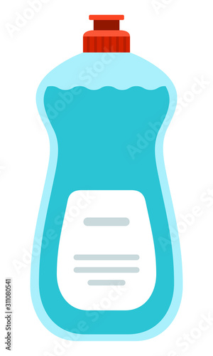 Liquid dishwashing detergent vector icon flat isolated