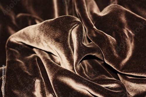 Beautiful fabric brown velvet close up view