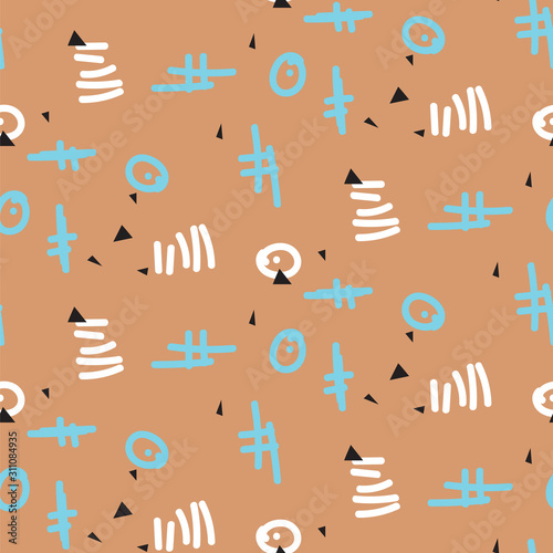 Seamless pattern hand drawn dot scratch circles texture vector.