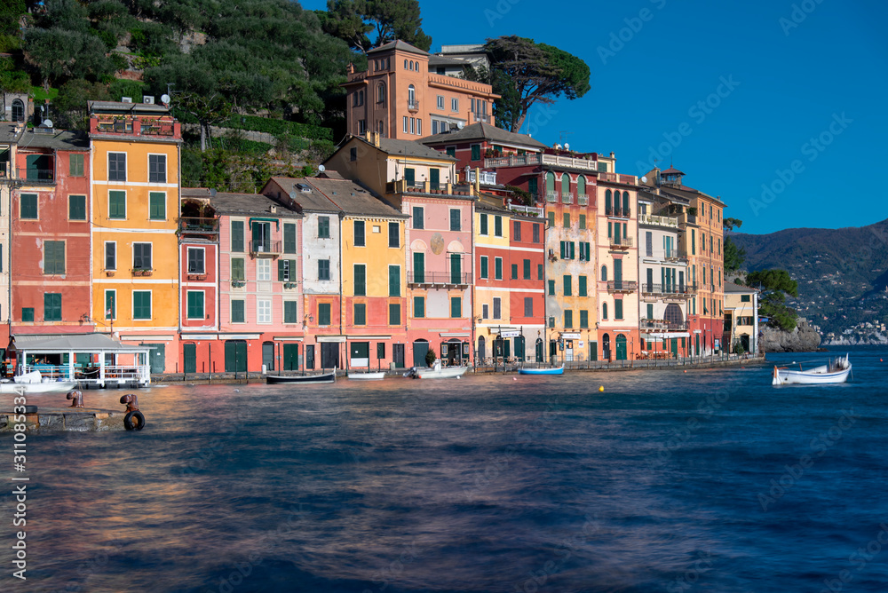Multicolored old buildings in Portofino, Liguria