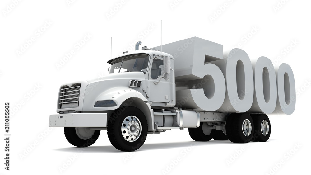 3D illustration of truck with number 5000