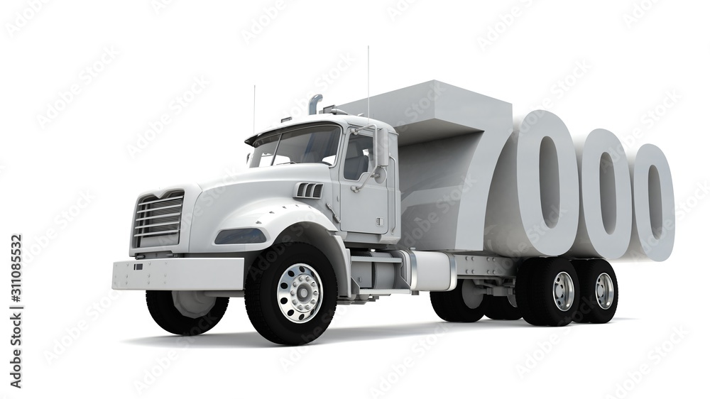 3D illustration of truck with number 7000