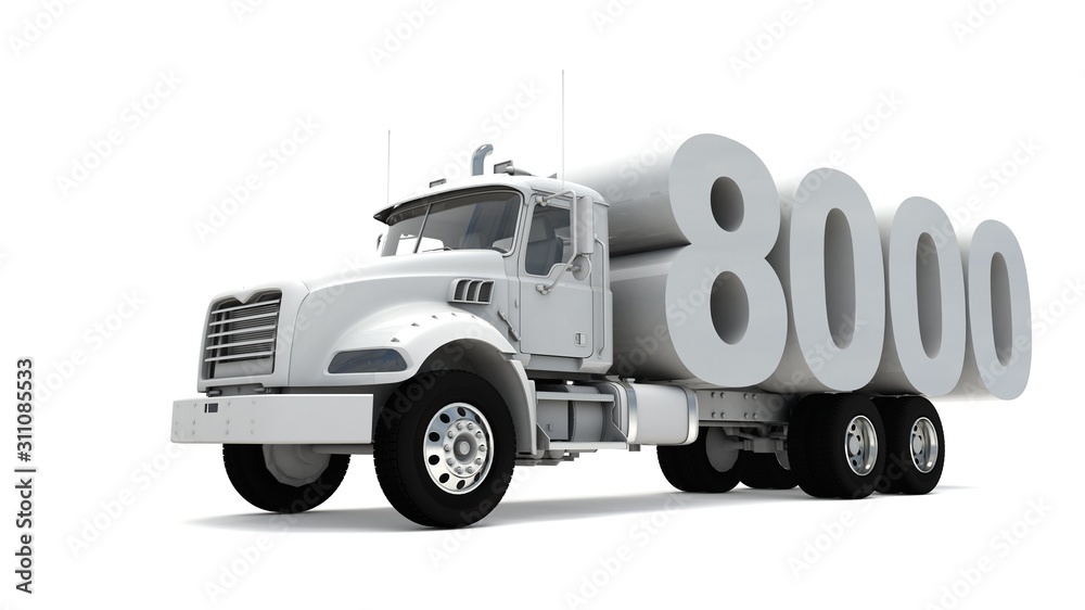 3D illustration of truck with number 8000