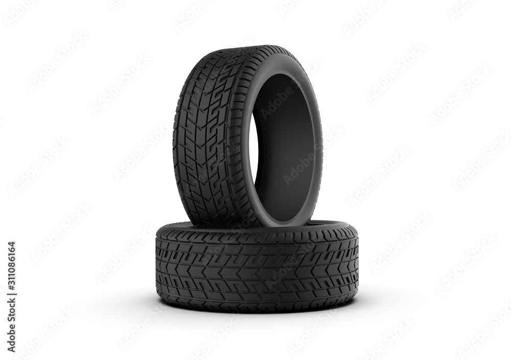 Car Wheel Isolated on White, 3D Rendering Car Wheel Isolated on White, 3D Rendering