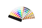 Color palette isolated on white background. Guide of paint samples catalog, sample colors, colorful fan