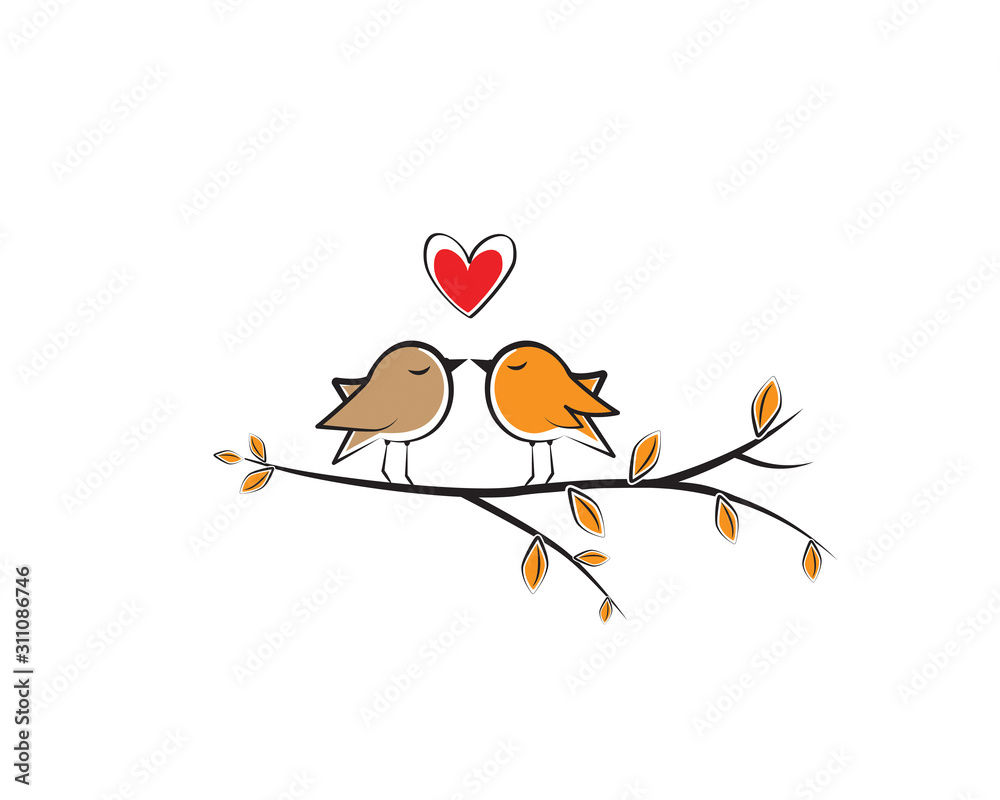 Two Love Birds Silhouette Clip Art