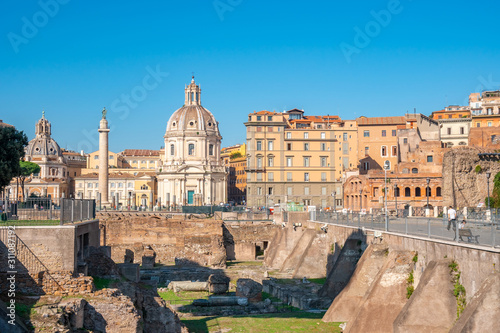 Ruins in Via dei Fori Imperiali, Rome, Italy.