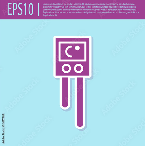 Retro purple Temperature and humidity sensor icon isolated on turquoise background.  Vector Illustration