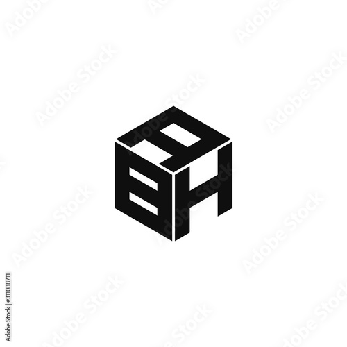 ABH triple cubic alphabet letter vector geometric font icon & Logo for your design.