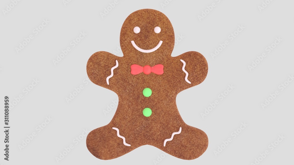 gingerbread man isolated on white background, 3D-rendering gingerbread man isolated on white background, 3D-rendering