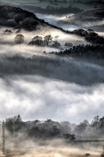 Layers of low lying mist in the Derwent Valley  Derbyshire