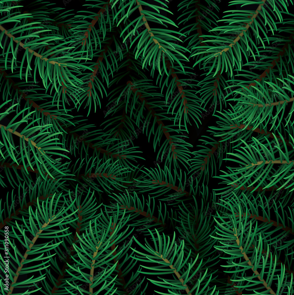 Detailed Christmas tree background with lush pine branches