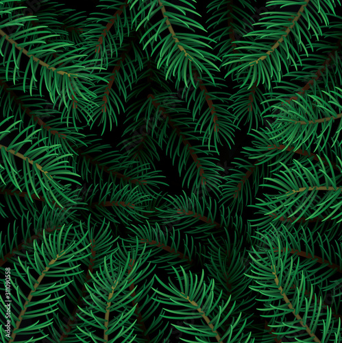 Detailed Christmas tree background with lush pine branches © Elena Clair