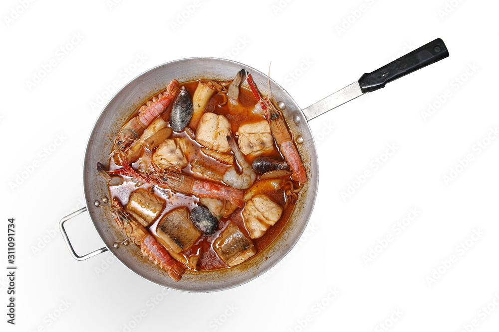 brodetto cesenatico step by step, classic Italian seafood dish Stock