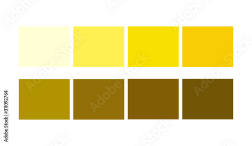 Yellow Color template collection Shade and Ligths palette for cartoon design. Template to pick color swatches.