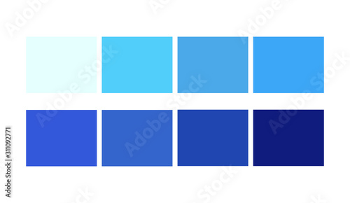 Blue color libraries Shade and Ligths palette for cartoon design. Template to pick color swatches.