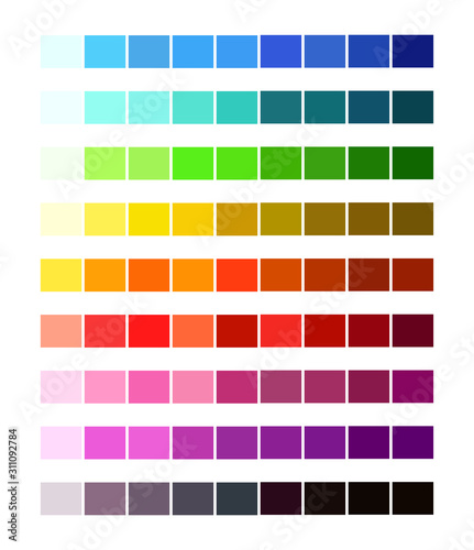 Color Spectrum Different Colors. Colour table palette, Ligths and shades for cartoon design.