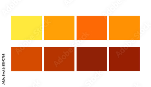 Orange Color tile illustration Shade and Ligths palette for cartoon design. Template to pick color swatches.