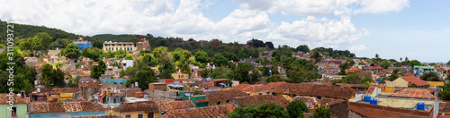 Photos Aerial panoramic view of a small touristic Cuban Town during a sunny and cloudy summer day