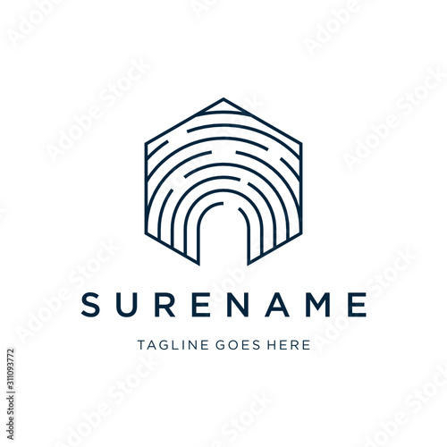 hexagonal finger print technology logo vector illustration icon custom logo design vector