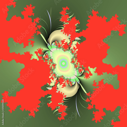 Red green phosphorescent abstract texture, fractal, design