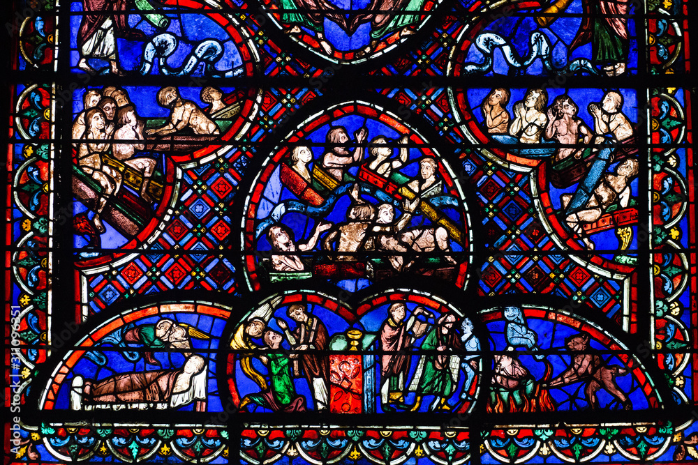 Bourges cathedral stained glass, the Last Judgement Window