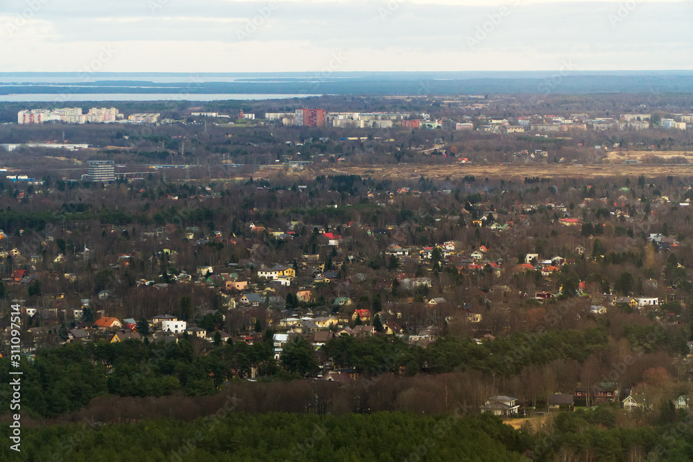 Aerial view of Muuga district and Maardu city.