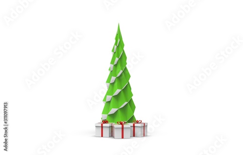 Decoration Christmas Tree 3D Rendering