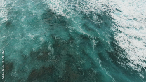 Fototapeta Naklejka Na Ścianę i Meble -  Top down view of the turquoise water of the Atlantic Ocean