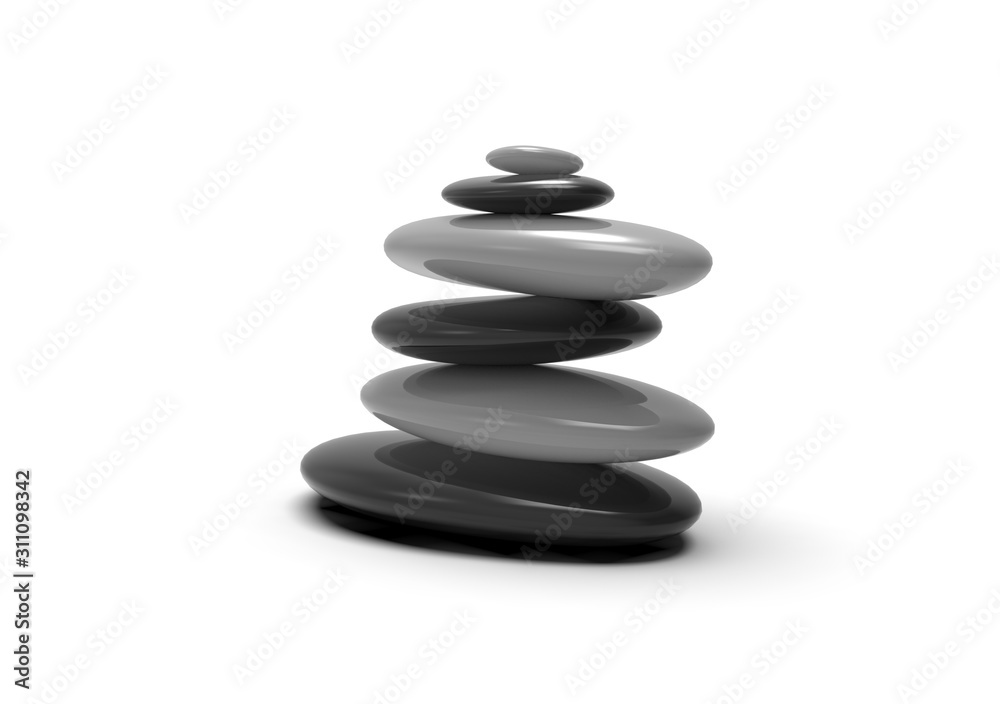 Yoga Stone on Isolated White Background, 3D Rendering Yoga Stone on Isolated White Background, 3D Rendering
