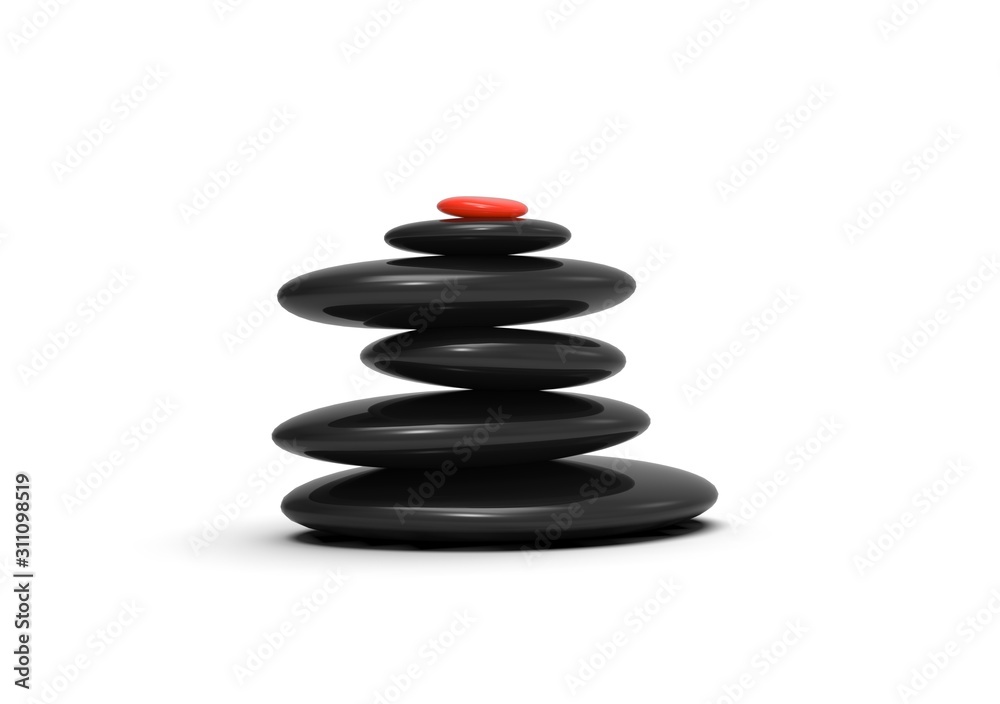 Yoga Stone on Isolated White Background, 3D Rendering Yoga Stone on Isolated White Background, 3D Rendering