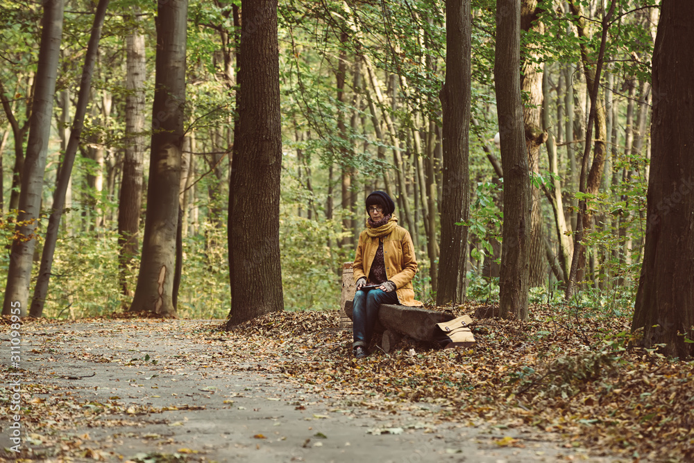 Hipster girl in a park Hipster girl in a park