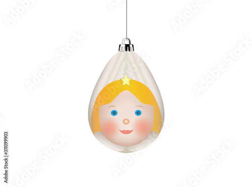 Christbaumkugel  Engel oder Christkind, z.B. für die Weihnachtsdekoration Vektor Illustration isoliert auf weißem Hintergrund