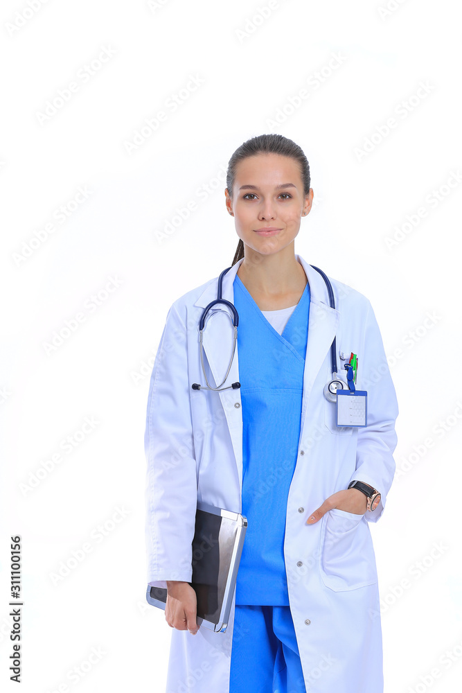 Beautiful young female with tablet computer. Woman doctors Beautiful young female with tablet computer. Woman doctors