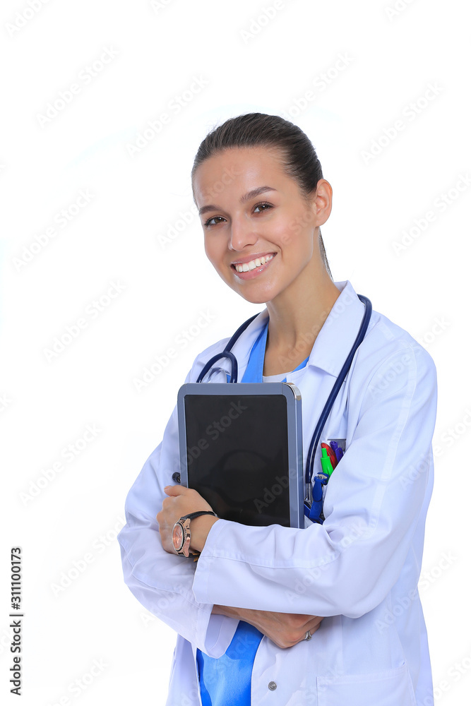 Beautiful young female with tablet computer. Woman doctors Beautiful young female with tablet computer. Woman doctors