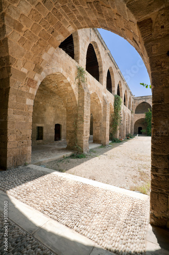 Interior of inner yard of Khan el-Franj, french caravanserai in downtown of Saida, Lebanon © nathings
